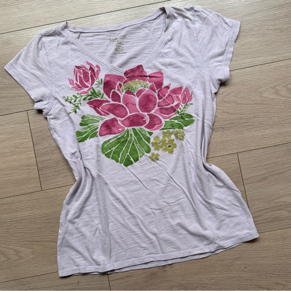 Lucky Brand Purple Indigo Dyed Short Sleeve Tee